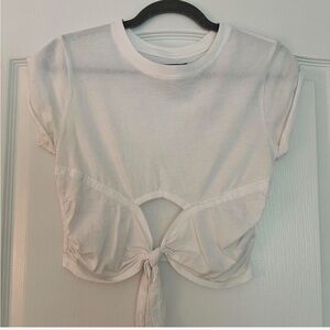 Urban Outfitters White Cut-Out Tie Crop Top